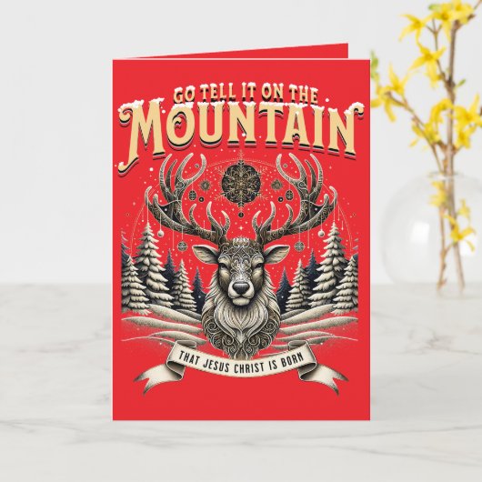 Christmas Reindeer カード (黄色い花)