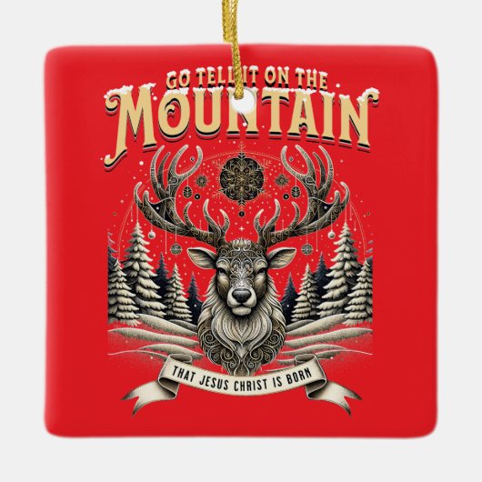 Christmas Reindeer セラミックオーナメント (正面)