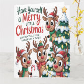 Christmas Reindeer Antlers Twist カード (黄色い花)