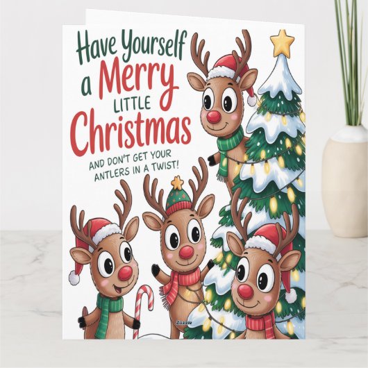 Christmas Reindeer Antlers Twist カード (裏面)