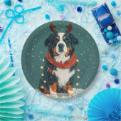 Christmas Reindeer Bernese Mountain Dog ペーパープレート (パーティー)
