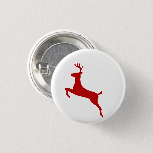 Christmas Reindeer Button - Fun Holiday Stocking S 缶バッジ (正面&裏面)