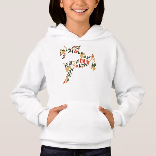 Christmas Reindeer Collage Hoodie – Festive Holida (正面)