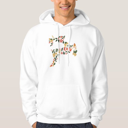 Christmas Reindeer Collage Hoodie – Festive Holida パーカ (正面)