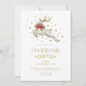Christmas Reindeer Gold Typography Party Invite 招待状 (正面)