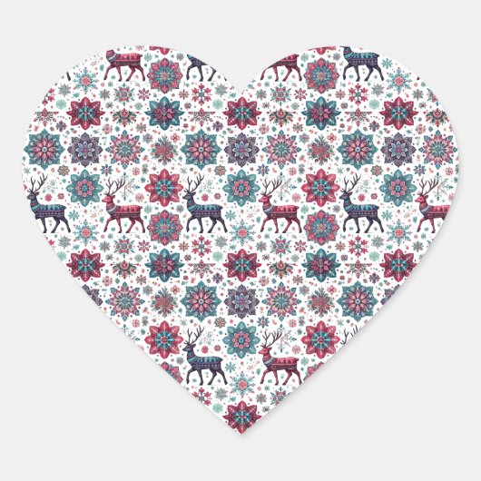 Christmas Reindeer Heart Sticker  ハートシール (正面)