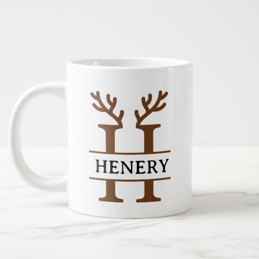 Christmas Reindeer holiday Mug, Custom winter  ジャンボコーヒーマグカップ (左)