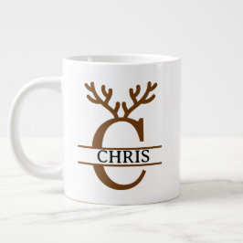 Christmas Reindeer holiday Mug, Custom winter  ジャンボコーヒーマグカップ