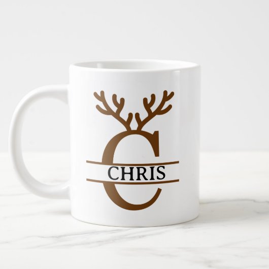 Christmas Reindeer holiday Mug, Custom winter  ジャンボコーヒーマグカップ (左)