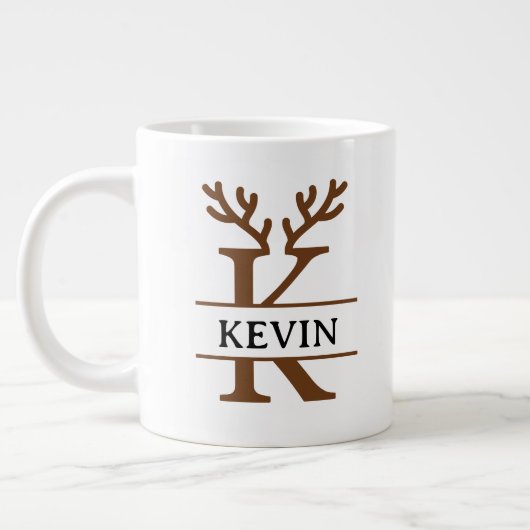 Christmas Reindeer holiday Mug, Custom winter  ジャンボコーヒーマグカップ (左)