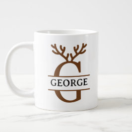 Christmas Reindeer holiday Mug, Custom winter  ジャンボコーヒーマグカップ