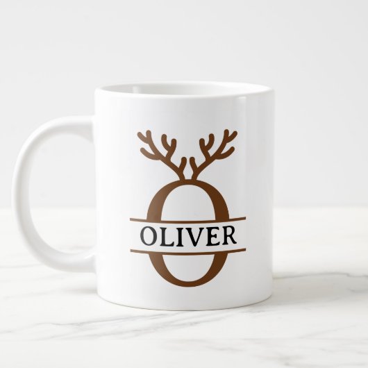 Christmas Reindeer holiday Mug, Custom winter  ジャンボコーヒーマグカップ (左)