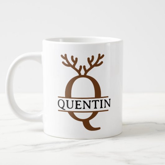 Christmas Reindeer holiday Mug, Custom winter  ジャンボコーヒーマグカップ (左)
