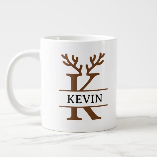 Christmas Reindeer holiday Mug, Custom winter  ジャンボコーヒーマグカップ (左)