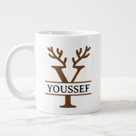 Christmas Reindeer holiday Mug, Custom winter  ジャンボコーヒーマグカップ