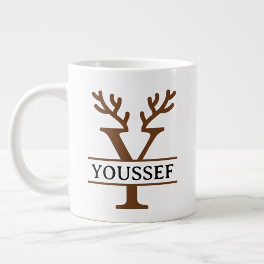Christmas Reindeer holiday Mug, Custom winter ジャンボコーヒーマグカップ (左)