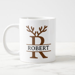 Christmas Reindeer holiday Mug, Custom winter  ジャンボコーヒーマグカップ