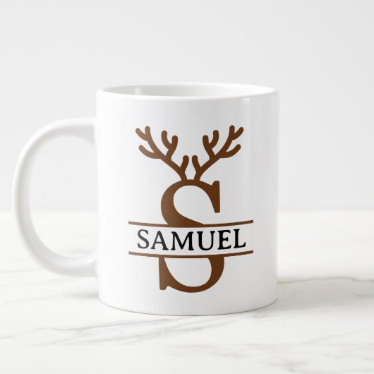 Christmas Reindeer holiday Mug, Custom winter  ジャンボコーヒーマグカップ (左)