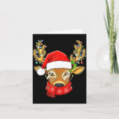 Christmas Reindeer Lights Gles Santa Hat Deer Xmas カード (正面)