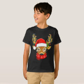 Christmas Reindeer Lights Gles Santa Hat Deer Xmas Tシャツ (正面フル)