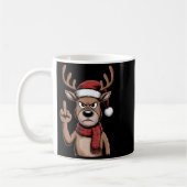 Christmas Reindeer Middle Finger Sarcastic Xmas Fu コーヒーマグカップ (左)
