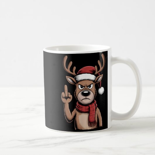 Christmas Reindeer Middle Finger Sarcastic Xmas Fu コーヒーマグカップ (右)