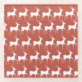 Christmas Reindeer Pattern Glass Coaster	 ガラスコースター