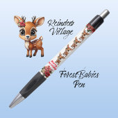 Christmas Reindeer Poinsettia Graphic, White ボールペン
