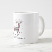 Christmas reindeer  red buffalo plaid  ジャンボコーヒーマグカップ (正面右)