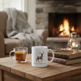 Christmas reindeer  red buffalo plaid  ジャンボコーヒーマグカップ