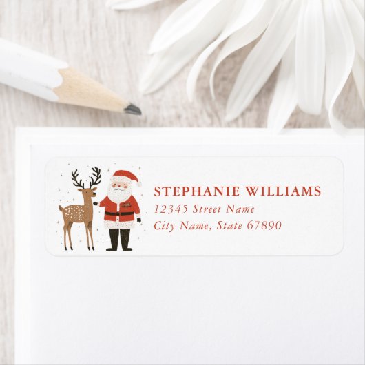 Christmas Reindeer Return Address Labels ラベル (インサイチュ)