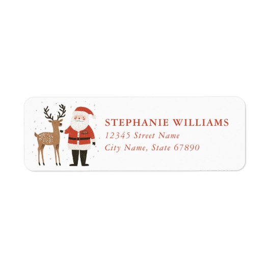 Christmas Reindeer Return Address Labels ラベル (正面)