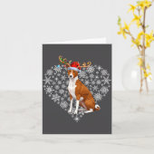 Christmas Reindeer Santa Hat Basenji Lovers Xmas  カード (黄色い花)