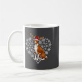 Christmas Reindeer Santa Hat Basenji Lovers Xmas  コーヒーマグカップ (左)