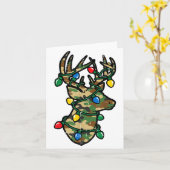 Christmas Reindeer Silhouette Camo Xmas Lights Men カード (黄色い花)