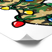 Christmas Reindeer Silhouette Camo Xmas Lights Men ポスター (角)