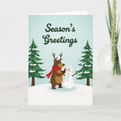 Christmas Reindeer Snowman カード (正面)