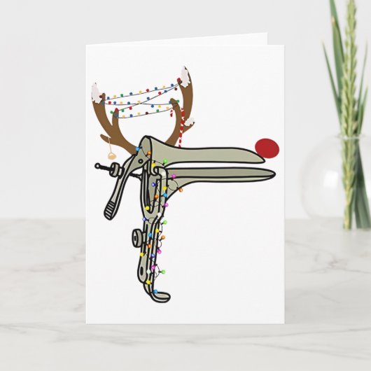 Christmas Reindeer Speculum Nurse Obgyn Obstetrics カード (正面)