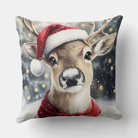 Christmas Reindeer Throw Pillow クッション (裏面)
