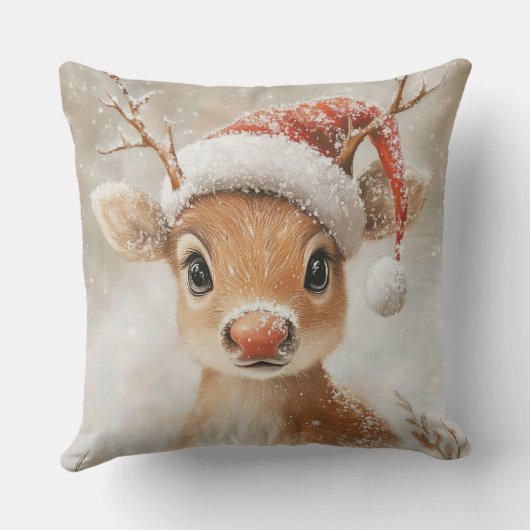 Christmas Reindeer Throw Pillow クッション (裏面)