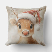 Christmas Reindeer Throw Pillow クッション (正面)