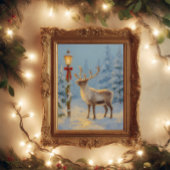 Christmas Reindeer Under the Lamp Light ポスター