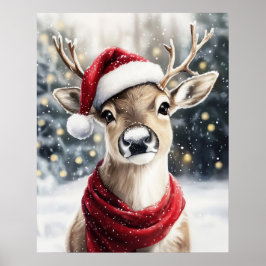 Christmas Reindeer Wall Art ポスター
