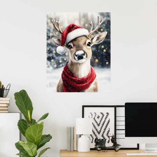 Christmas Reindeer Wall Art ポスター (ホームオフィス)