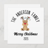 Christmas Reindeer With Lights Personalized Name シーズンカード (正面/裏面)