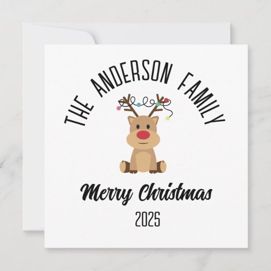 Christmas Reindeer With Lights Personalized Name シーズンカード (正面)