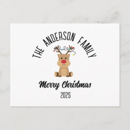 Christmas Reindeer With Lights Personalized Name シーズンポストカード