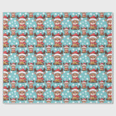 Christmas Reindeer With Santa Hat ラッピングペーパー (フラット)