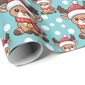 Christmas Reindeer With Santa Hat ラッピングペーパー (ロールコーナー)
