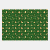 Christmas Reindeers on Green, Black and White ラッピングペーパーシート (正面)